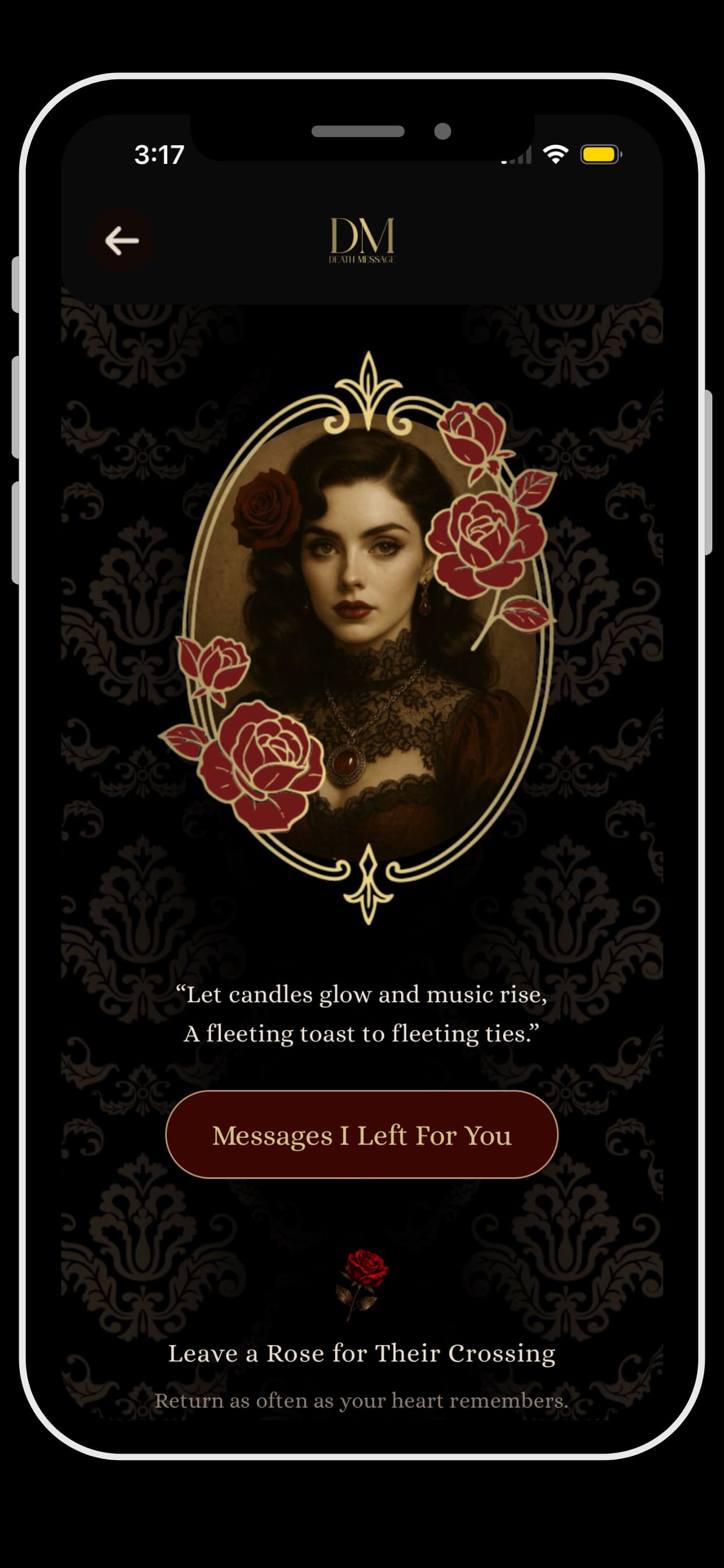 Death Message intro experience