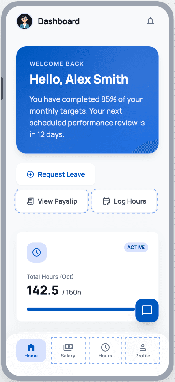 HR Connect employee dashboard preview