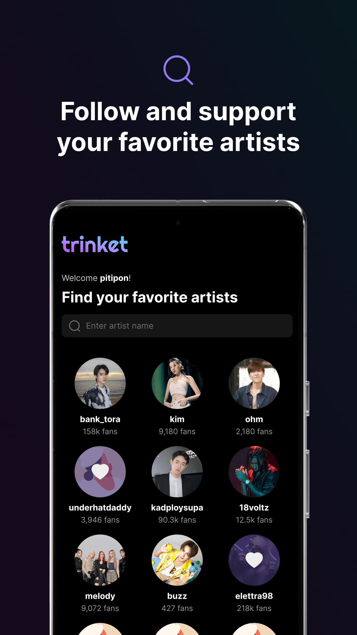 Trinket app discovery screen preview